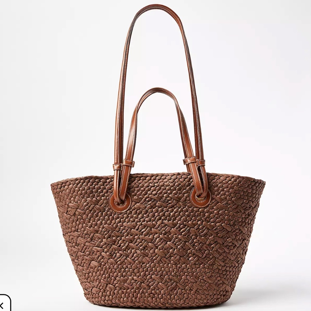 LOFT Beach Double Strap Straw Tote Bag